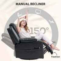HOMCOM Recliner Massage Armchair with Heat Oversized Swivel Rocker with Footrest Remote and Side Pockets Black(m-5)