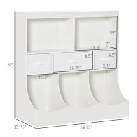 HOMCOM Kids Bookcase, Toy Storage Organizer Cabinet, Children Display Bookshelf with Drawers for Toys, Clothes, Books, White(m-3)