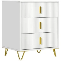 HOMCOM Drawer Chest, 3-Drawer Storage Cabinet Unit with Metal Legs for Living Room, 19.7"x15.7"x24.8", White(m-2)