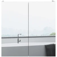 kleankin 24" x 24" Medicine Cabinet, Wall Mounted Bathroom Mirror Cabinet with Mirrored Doors, Adjustable Shelves and Soft Close Mechanism, High Gloss White(m-11)