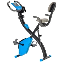 Soozier 3 in 1 Folding Exercise Bike, Foldable Stationary Bike with 8-Level Magnetic Resistance, Adjustable Seat, Blue(m-2)