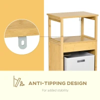 kleankin Bamboo Laundry Hamper Cabinet, Bathroom Storage Organizer with Tilt Out Laundry Basket for Dirty Clothes, Natural(m-7)