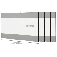 Outsunny Pergola Gazebo Curtains for 10' x 10' Pergola, 4 Pack Side Panels Replacement with Large Windows and Zipped Doors(m-3)