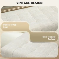HOMCOM Storage Ottoman, Linen Fabric End of Bed Bench with Button Tufted Storage Bench for Bedroom, Beige(m-6)