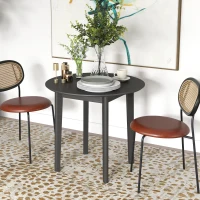 HOMCOM 30" Round Dining Table, Farmhouse Dining Room Table with Pine Wood Frame, Space Saving Small Kitchen Table, Black(m-8)