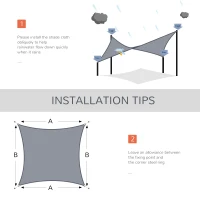 Outsunny 13' x 20' Sun Shade Sail Canopy Outdoor Shade Sail Cloth for Patio Deck Yard with D-Rings and Rope Included, Gray(m-7)