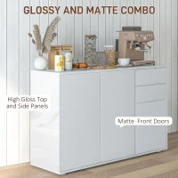 HOMCOM Kitchen Sideboard Storage Cabinet, Modern Coffee Bar with Push-Open Design and 2 Drawers for Living Room, White(m-5)