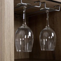 HOMCOM Sideboard and Buffet Cabinet with Sliding Glass Door, 6-bottle Wine Rack and 2 Stemware Racks, Brown(m-10)