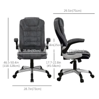 Vinsetto Heavy Duty Microfibre Office Chair, Big and Tall Computer Chair with Flip-up Arm, 400lbs, Charcoal Grey(m-3)