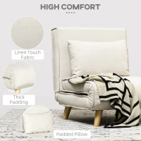HOMCOM Chair Bed W/ Adjustable Backrest, 2-in-1 Multi-Functional Sofa Bed, Beige(m-4)