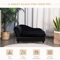 PawHut Pet Sofa Dog Couch Chaise Lounge Pet Bed with Storage Function Small Sized Dog Various Cat Sponge Cushioned Bed Lounge, Black(m-9)