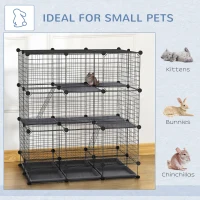 PawHut Rabbit Cage DIY Pet Playpen Small Animal Cage for Hedgehog Bunny Guinea Pig Chinchilla Ferret Kitten with Mallet Connectors and Cable Ties(m-9)