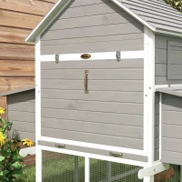 PawHut Wooden Chicken Coop with Nesting Boxes, Run, Doors, Tray, Ramp for 4-6 Chickens(m-10)