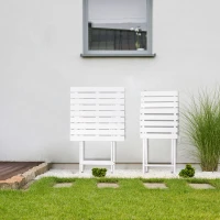 Outsunny 3 Piece Bistro Set, Wood Folding Outdoor Furniture with Table & Chairs for Backyard & Balcony, Square, White(m-7)