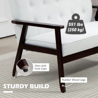 HOMCOM 44.5" 2 Seat Sofa for Bedroom, Modern Upholstered Loveseat with Button Tufted Back and Wood Legs, Cream White(m-5)