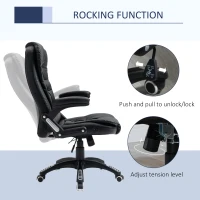 Vinsetto Executive Chair PU Leather Recliner Office Chair, with Swivel Wheels, Arm, Adjustable Height, High Back, Black(m-5)