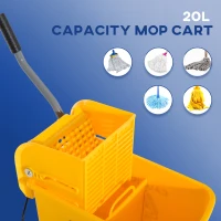 HOMCOM Compact Mop Bucket with Wringer, Mop Bucket on Wheels, 21 Quart, Separate Dirty and Clean Water, Yellow(m-5)