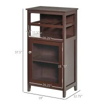 HOMCOM Wine Cabinet with 4 Bottle Wine Rack, Open Shelf, Acrylic Door Cabinet with Adjustable Shelf, Espresso(m-3)