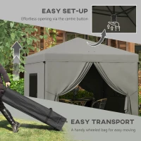 Outsunny 10' x 10' Pop Up Canopy Tent, Instant Sun Shelter, with Wheeled Bag and Mesh Windows, Height Adjustable, Light Grey(m-4)