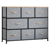HOMCOM 8-Drawer Dresser, 3-Tier Fabric Chest of Drawers, Storage Tower Organizer Unit with Steel Frame for Bedroom, Hallway, Light Gray
