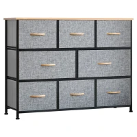 HOMCOM 8-Drawer Dresser, 3-Tier Fabric Chest of Drawers, Storage Tower Organizer Unit with Steel Frame for Bedroom, Hallway, Light Gray(m-1)