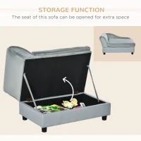 PawHut Pet Sofa Dog Couch Chaise Lounge Pet Bed with Storage Function Small Sized Dog Various Cat Sponge Cushioned Bed Lounge, Light Grey(m-5)