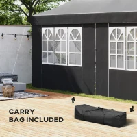 Outsunny 20x10 Pop Up Canopy with 6 Removable Sidewall, Carry Bag and 6 Sand Bags, Height Adjustable Instant Sun Shelter, Grey(m-7)