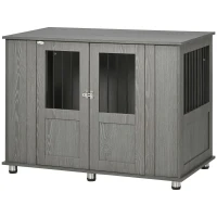 PawHut Dog Crate Furniture with Lockable Magnetic Door, Adjustable feet for Extra Large, Medium & Small Dogs, Indoor Use, Grey(m-2)