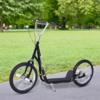 HOMCOM Youth Scooter Teen Kick Scooter Kids Children Stunt Scooter Bike Bicycle Ride On 16" Inflatable Wheels Black(m-8)