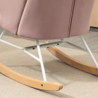 HOMCOM Accent Rocking Chairs, Upholstered Nursery Glider Rocker, Modern Armchair, Wingback Chair for Living Room and Bedroom, Pink(m-9)