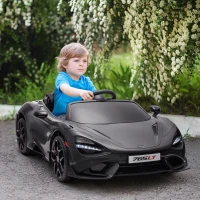 Qaba McLaren 765LT Licensed 12V Kids Electric Car w/ Scissor Doors, Transport Wheels, Remote, Slow Start, Music Horn Black(m-8)