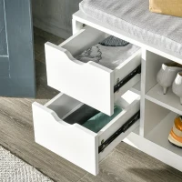 HOMCOM Upholstered Shoe Storage Bench w/ Seat, Entrance Bench w/ Drawer Open Shelves and Pocket for Hallway, White(m-8)