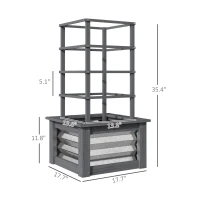 Outsunny Wooden Raised Garden Bed with Trellis, Galvanized Planter Box Elevated Garden Bed for Garden, Patio, Gray(m-3)