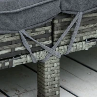 Outsunny Wicker Double Chaise Lounge Chair Outdoor Recliner 2 Person Rattan Patio Reclining Sunbed Furniture Cushioned w/Adjustable Backrest, Black, Grey(m-10)