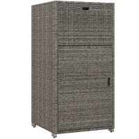 Outsunny Outdoor Towel Rack for Pool w/ Drawer & Cabinet, Gray(m-11)