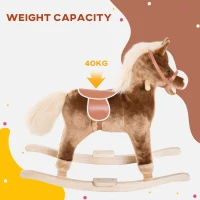 Qaba Kids Rocking Horse Plush Toddler Rocker Wooden Base Ride On Toy(m-7)