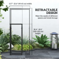 Outsunny Adjustable Firewood Log Rack Heavy-Duty Steel Log Holder for Outdoor Indoor Use, 25.6" x 9.8" x 59.1", Black(m-4)