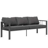 Outsunny 3-Seat Aluminum Outdoor Couch Patio Sofa with Cushions, Wide Seat, Armrests for Garden, Backyard, Balcony, Dark Grey(m-11)