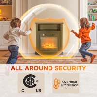 HOMCOM 27" Freestanding Electric Fireplace with Mantel, 1400W Replaceable Fireplace Insert Heater with Timer, Black(m-7)