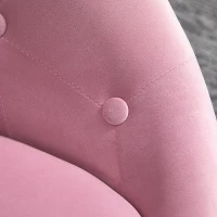 HOMCOM Modern Makeup Vanity Chair Round Tufted Swivel Accent Chair with Chrome Frame Height Adjustable for Living Room, Bedroom Pink(m-9)