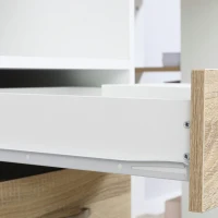 HOMCOM 54 Inches Computer Desk with Storage Shelves, Drawers and Printer Shelf, Writing Table for Home Office and Study, Oak(m-8)