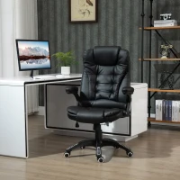 Vinsetto Executive Chair PU Leather Recliner Office Chair, with Swivel Wheels, Arm, Adjustable Height, High Back, Black(m-9)