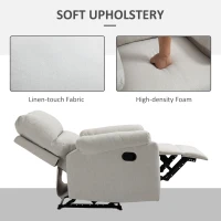 HOMCOM Recliner Chair, Manual Reclining Chair with Footrest, Padded Seat for Living Room, Bedroom, Study, Cream White(m-5)