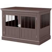 PawHut 31" Dog Crate Furniture End Table with Three Doors for Small Dogs, Coffee(m-2)