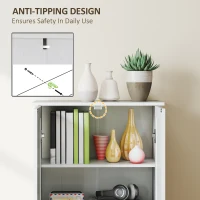 HOMCOM 67" Farmhouse Pantry Cabinet with 2 Doors, Tall Storage Cabinet with Adjustable Shelves, Distressed White(m-7)