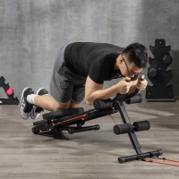 Soozier Multi-Purpose Ab Workout Equipment, Foldable Ab Machine, Adjustable Sit Up Bench & Weight Bench, Abdominal Cruncher with Resistance Bands & LCD Display(m-2)