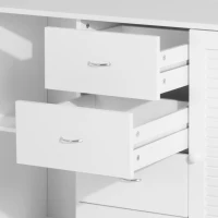 HOMCOM Sideboard Buffet Cabinet, Kitchen Cabinet, Coffee Bar Cabinet with 4 Drawers and 2 Louvered Doors for Living Room, Kitchen, White(m-9)