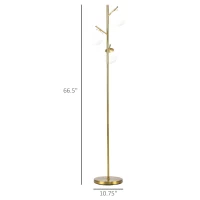 HOMCOM Modern 3-Light Floor Lamp for Living Room, Tree Standing Lamp with Globe Lampshades, 10.75"x10.75"x66.5", Gold(m-3)