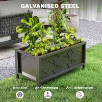 Outsunny Galvanized Raised Garden Bed with Drainage Holes, Metal Raised Flower Bed, Outdoor Galvanized Planter Box for Herbs(m-6)
