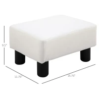 HOMCOM Ottoman Foot Rest, Small Foot Stool with Faux Leather Upholstery, Rectangular Ottoman Footrest with Padded Foam Seat and Plastic Legs, Bright White(m-3)